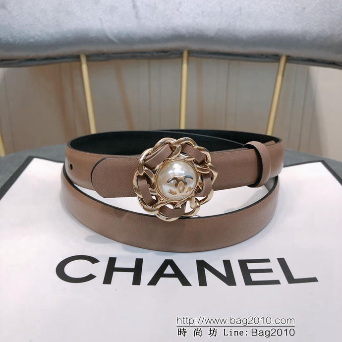 CHANEL香奈兒 18新款 20MM精品 進口光滑優雅小腰帶 CC穿皮鏈條經典銅扣 一帶兩用式腰帶  xfp1050